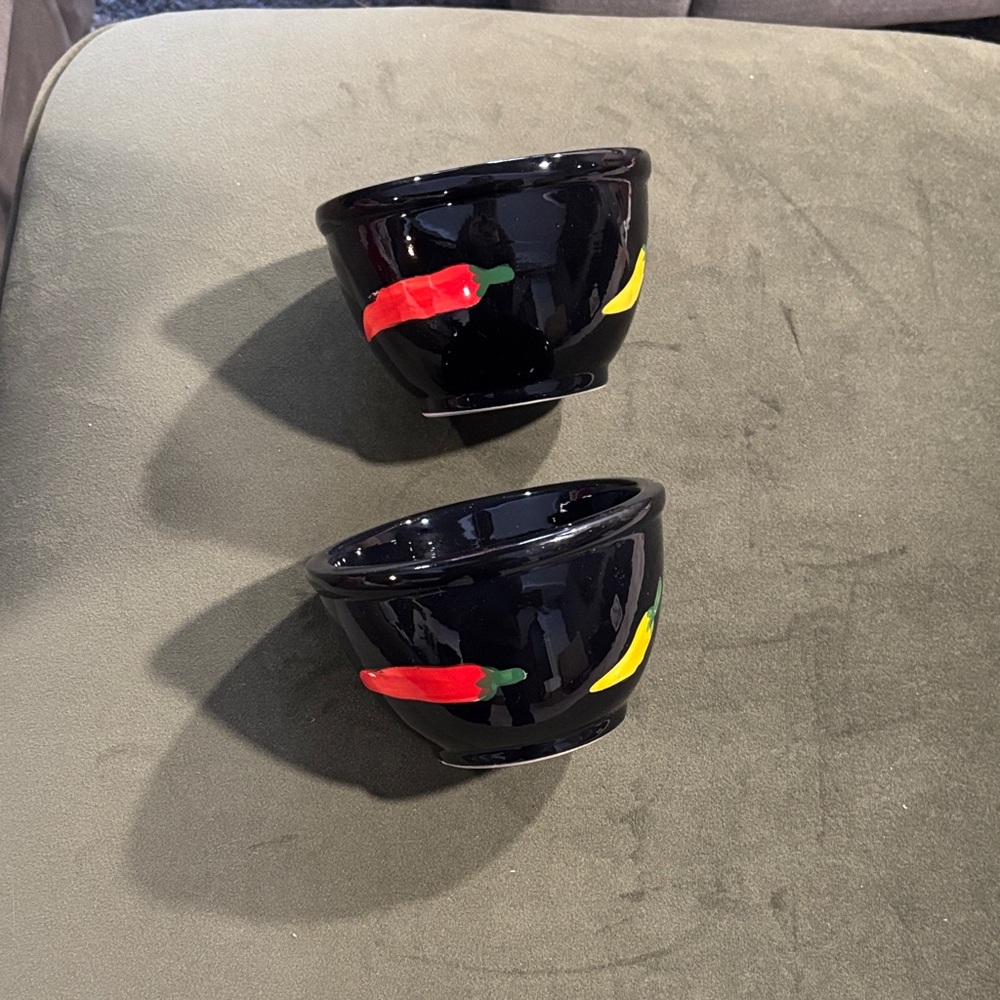 Spice Accent Black Ceramic Bowls